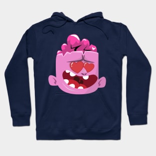 Cute pink brain monster with heart eye Hoodie